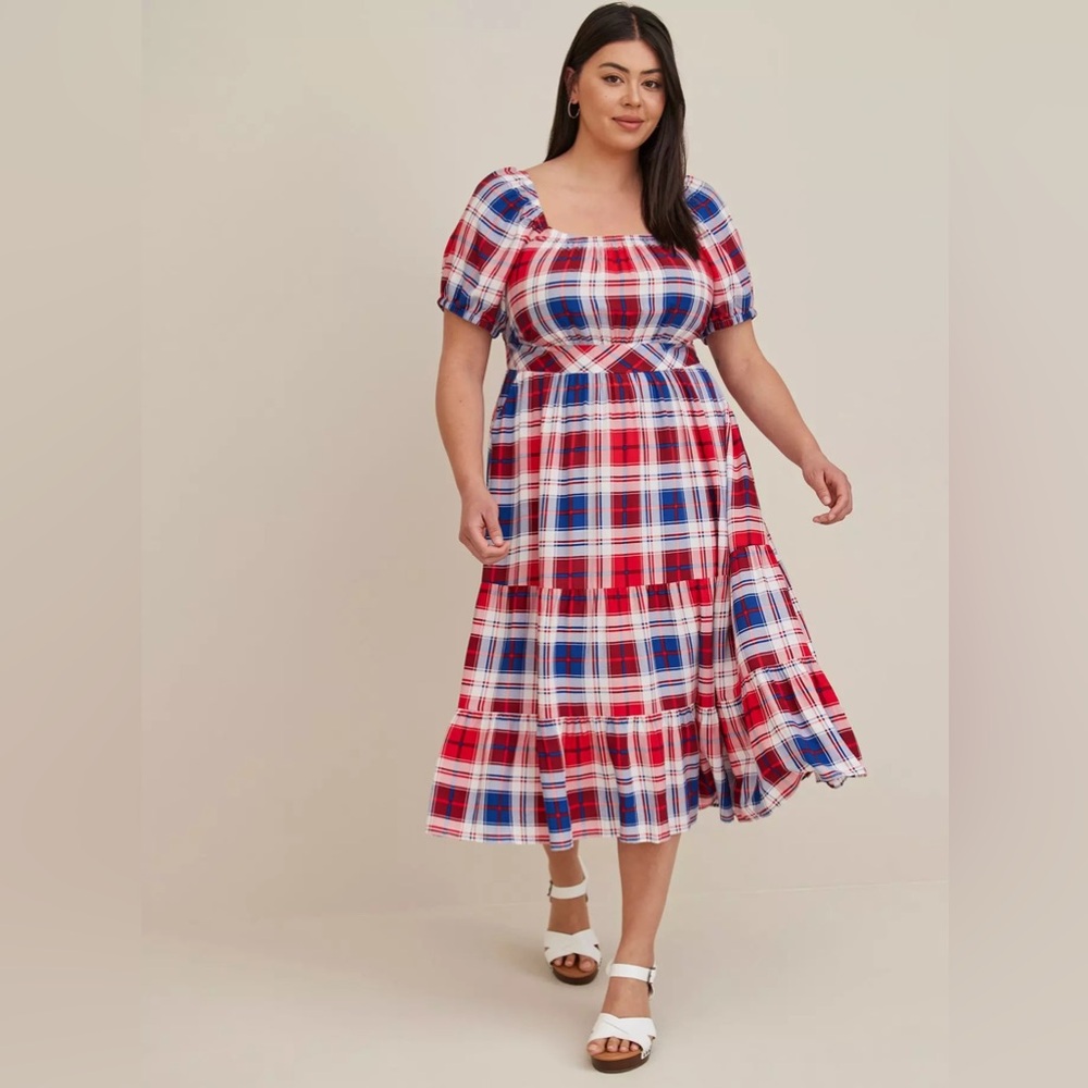 torrid Red White and Blue Plaid Maxi Dress